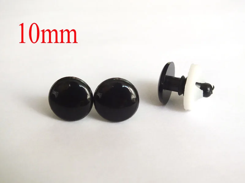 200pcs 10mm 100 Pair Flat Black safety eyes For Teddy Bear Dolls Toy Animal Felting