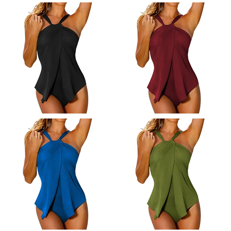 

2018 Female One-piece Sexy Swimsuit Women Beachwear Halter Plus Size Slim Fit Swimwear Summer Bikini Sets Bathing Sport