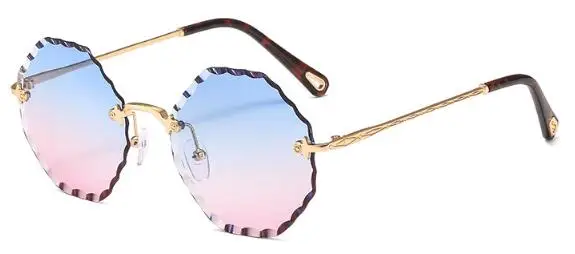 Новинка оправы Восьмиугольные солнцезащитные очки Для женщин от известного бренда, женские коричневые солнцезащитные очки Цвет затемненные роскошные круглые солнцезащитные очки UV400 - Цвет линз: C8 gold blue pink