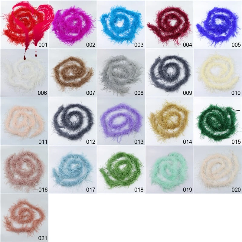 

22 Colors 2 Meters/Piece Lovely 1 Ply Soft Fluffy Colorful Ostrich Feather Boa Shawl Clothing Carnival Party Stage Decoration