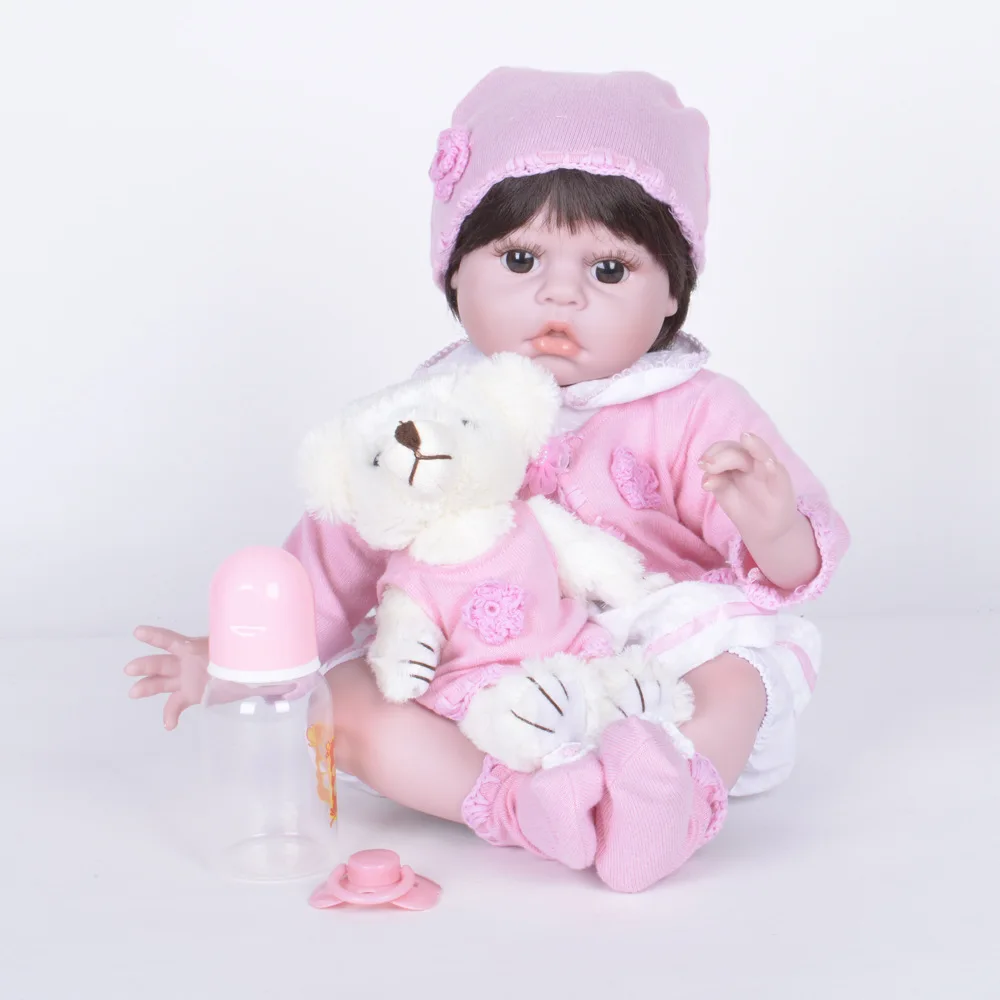 

55cm Realistic Reborn Girl Doll Soft Silicone Lifelike Newborn Baby with Cloth Body Toy for Kids Birthday Xmas Gift Bebe