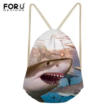 FORUDESIGNS/3D печать акулы холст шнурок сумка многоцветные Рюкзаки повседневные дорожные сумки для подростков девочек мальчиков Mochilas