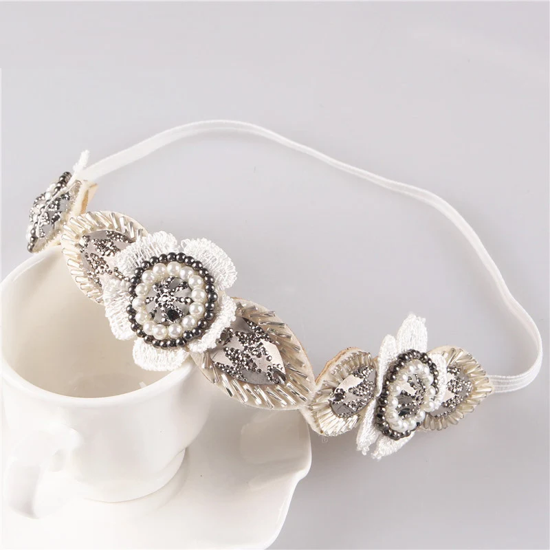

Female Pearl Beads Headband Handmade Hair Accessories Elastic Headbands for Women 3H3009