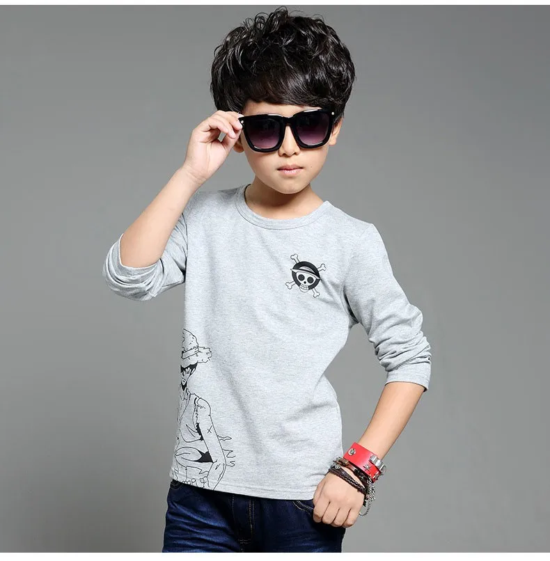 anime Skull sprinted kid t-shirt for boys clothes t-shirt long sleeve white gray cartoon children tops tees boys spring autumn 2017 new clothing (15)