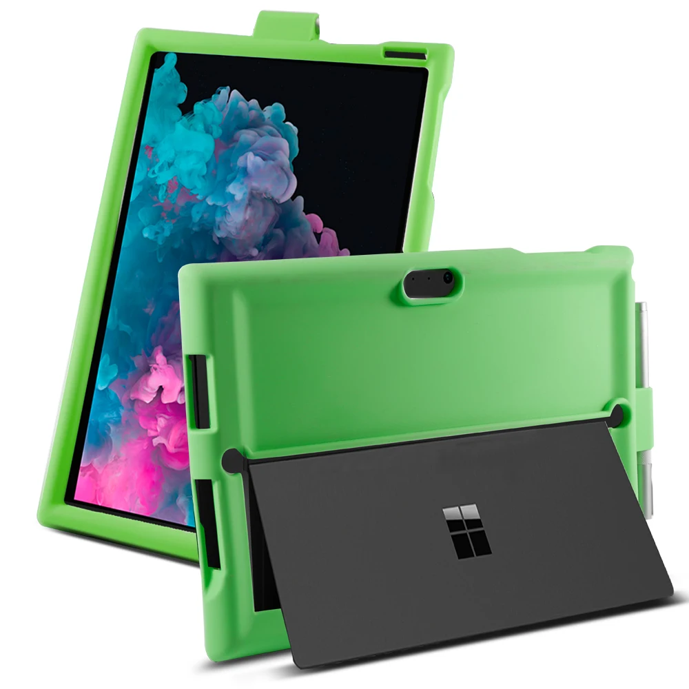 Чехол для планшета microsoft Surface Pro 3 4 5 6, силиконовый плоский чехол, противоскользящий противоударный рукав + ручка, Накладка для подставки