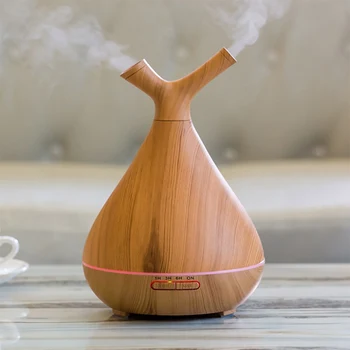

400ml Aroma Essential Oil Diffuser Ultrasonic Air Humidifier with Wood Grain 7 Color Change LED Lights for Home New Year's Gifts