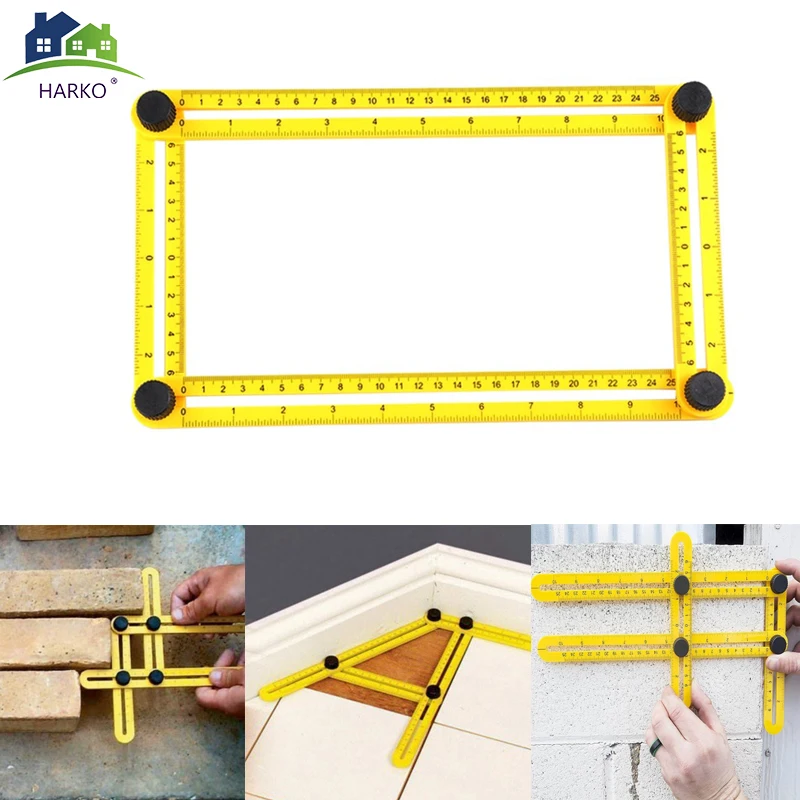 Multi Angle Ruler Template 4 Folding Angle Measuring Tool Instrument Brick Tile 