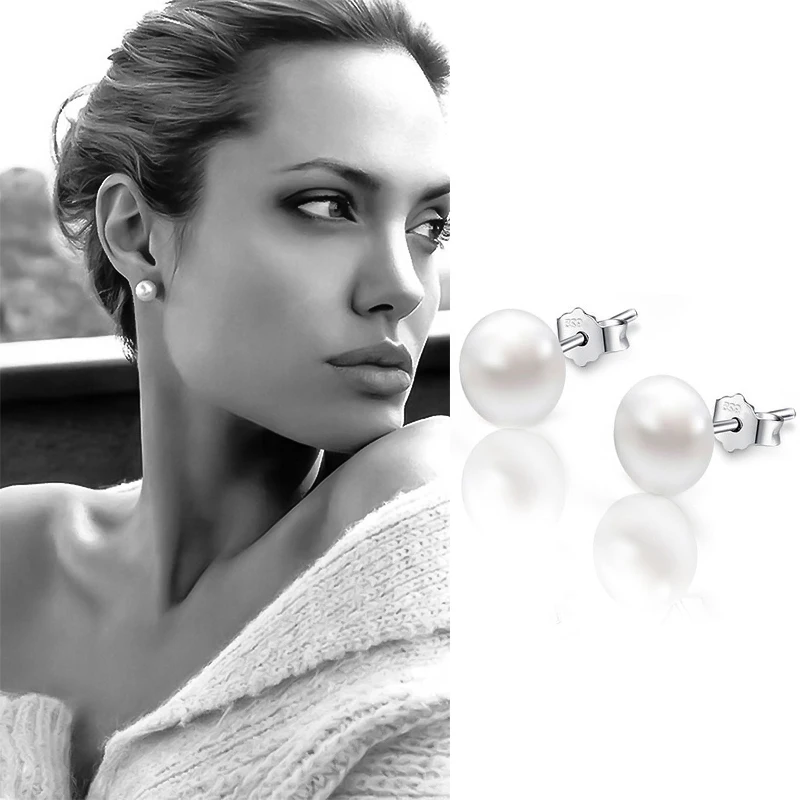 

CHUKUI Sterling Silver 925 Real Freshwater Pearl Stud Earrings Gifts For Women Girls Oorbellen Kolczyki Wholesale Jewelry S925