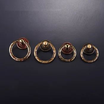

Drawer Ring Pull Kitchen Bedroom Cabinet Cupboard Dresser Door Small Handle Knob Antique Solid Brass Single Hole with Screw Euro