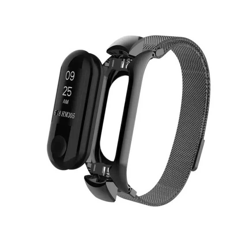 Браслет на запястье для Xiaomi Mi Band 3 из нержавеющей стали Миланская Магнитная Петля