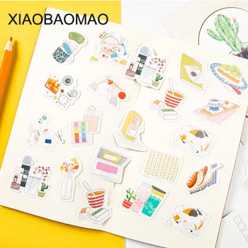

45pcs/box Life Travel Stationery Car Stickers Vaporwave DIY Sticky Kawaii Camera Stickers For Decoration Diary Scrapbooking