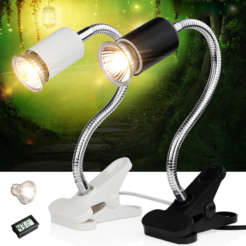 

Hot Sale Reptile Lamp Set UVA UVB Flexible Clamp Lamp Holder Thermometer Hygrometer Turtle Tortoises Basking Lamp Heat light Kit