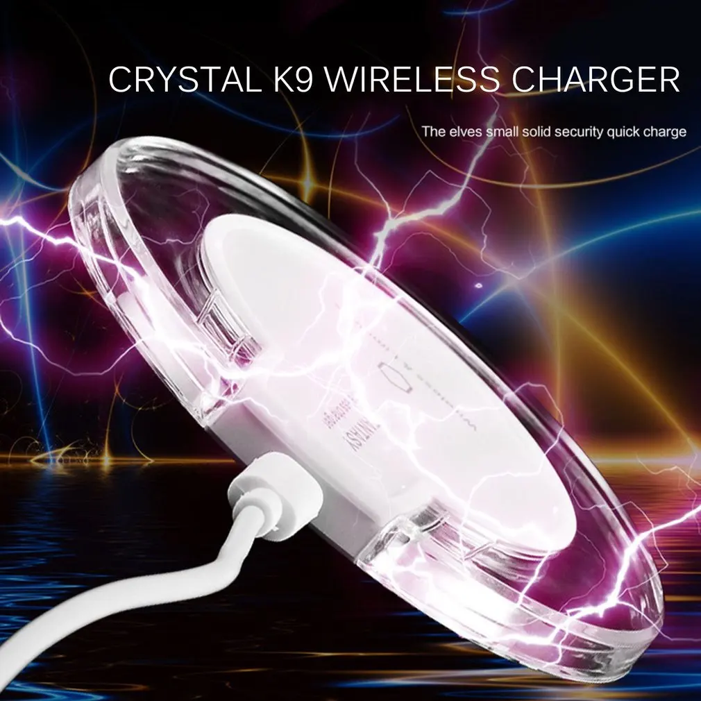 New Wireless Charging Dock Charger Crystal Round Charging Pad With Receiver For Iphone for Samsung