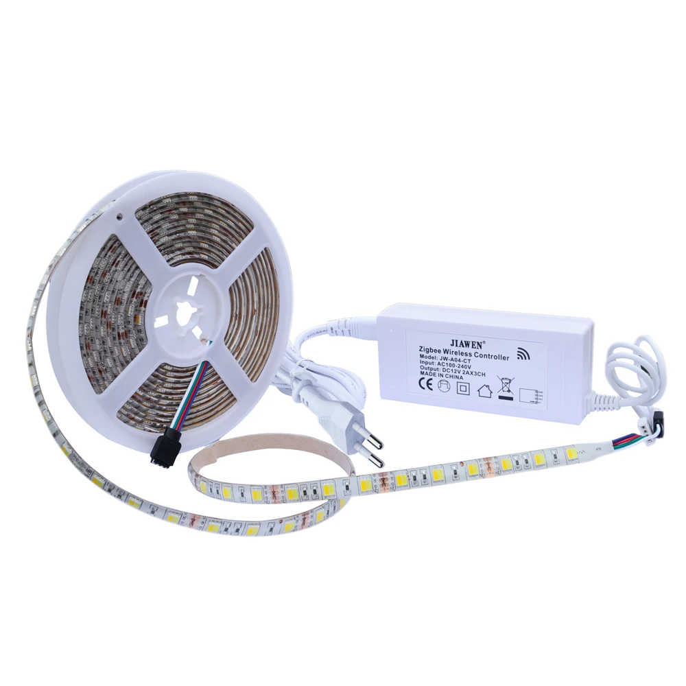 Светодиодные ленты свет лампы SMD5050 RGB ленты диод лента RGBW AC100-240V 5 м Водонепроницаемый Полный комплект DIY контроллер и адаптер