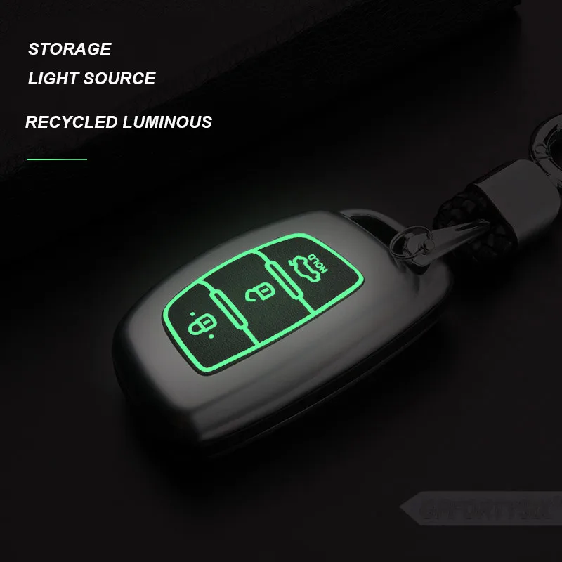 

Luminous Zinc alloy Car key case cover for Hyundai i10 i20 i30 HB20 IX25 IX35 IX45 hb20 Santa Fe Creta Solaris 2 smart key shell