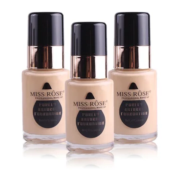 

Miss Rose Makeup Liquid Foundation Cream Nutritious 7 colors Flawless Coverage Oil Free Concealer Cream Base maquiagem