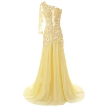 Yellow Prom Dresses Lange 2017 Schulter Spitze Meerjungfrau Durchsichtig Bodenlangen Abendgesellschaft Kleider Plus Größe 12161131