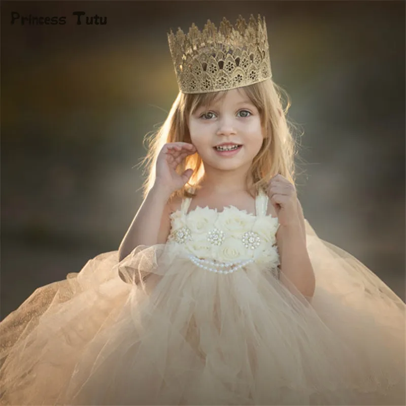 Flower Girl Dresses for Weddings Ball Gowns Baby Pageant Birthday Party Tutu Dress Fancy Tulle Children Kids Princess | Детская одежда