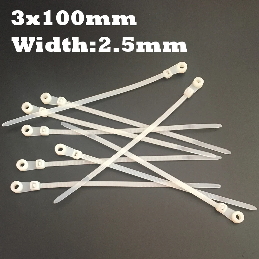 100pcs 3x100 3*100mm (2.5mm Width) White Nylon Wire String Zip Screw