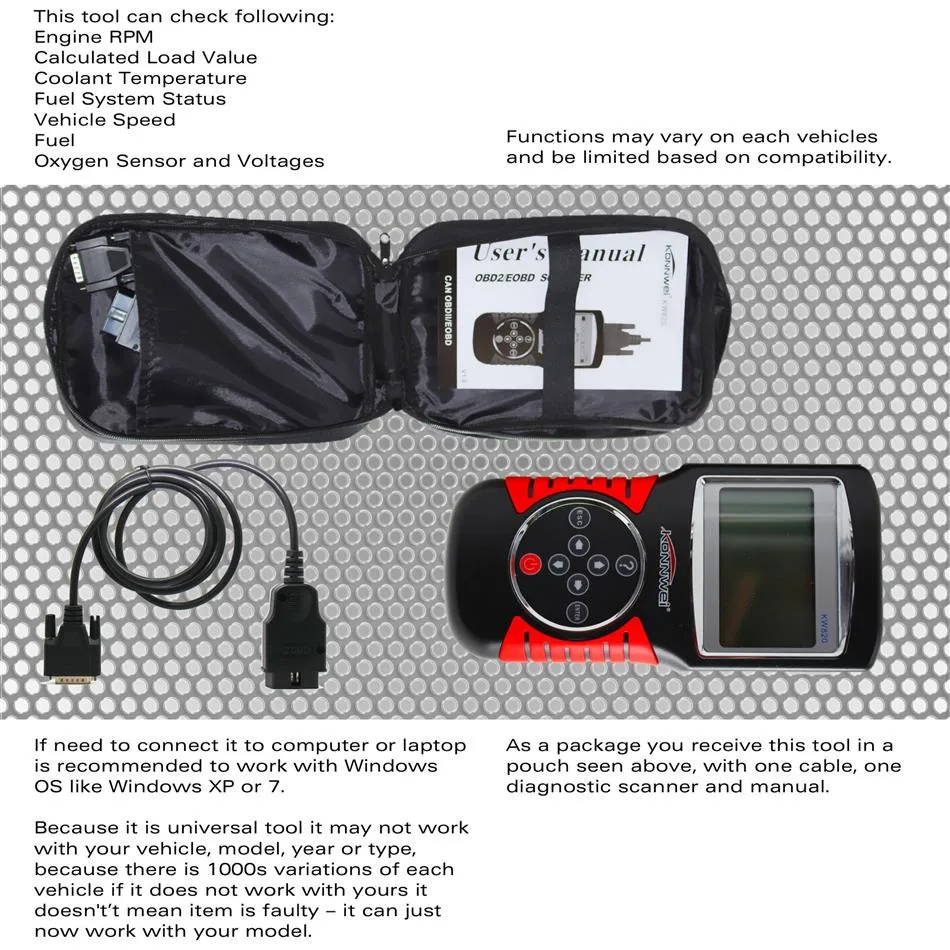 Konnwei kw820 автомобиля сканер EOBD OBD2 OBDII инструмент диагностики Live код читателя и сканирование Инструменты совместимый США, европейских и