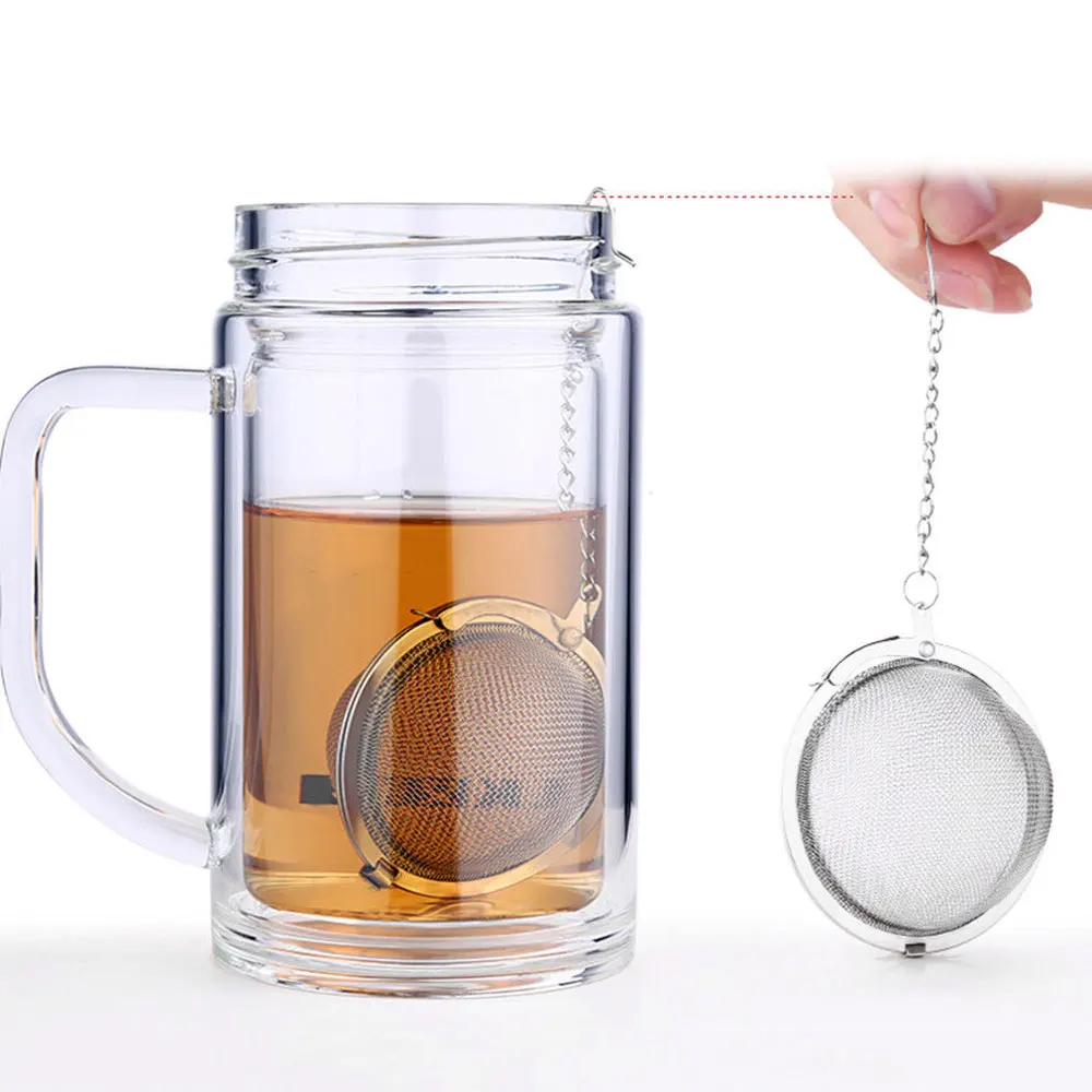 

5pcs 5cm Stainless Steel Infuser Strainer Mesh Tea Filter Spoon Locking Spice Tea Ball with chain drop ship
