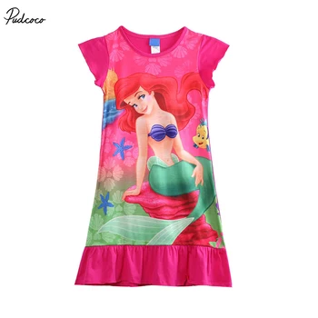 

2017 Hot girl dresses Girl Child Kids Mermaid Ariel dress Pyjama Nightwear Nightie Dress 6-16Yr