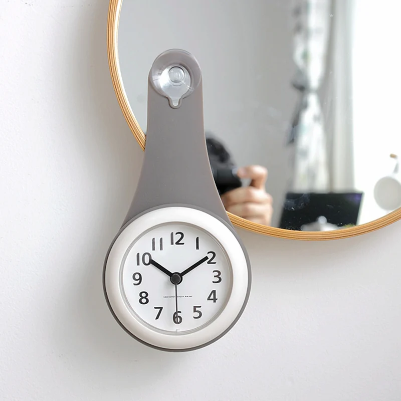 

Bathroom waterproof anti-fog suction cup wall clock Fashion bathroom suction cup clock(white)