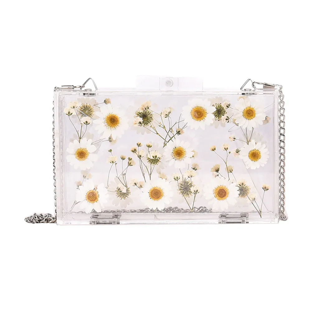 

Women's Bag 2019 New Fashion Flower Summer Transparent Small Square Bag Case Chain Female Designer Shoulder Messenger Bag #Zer