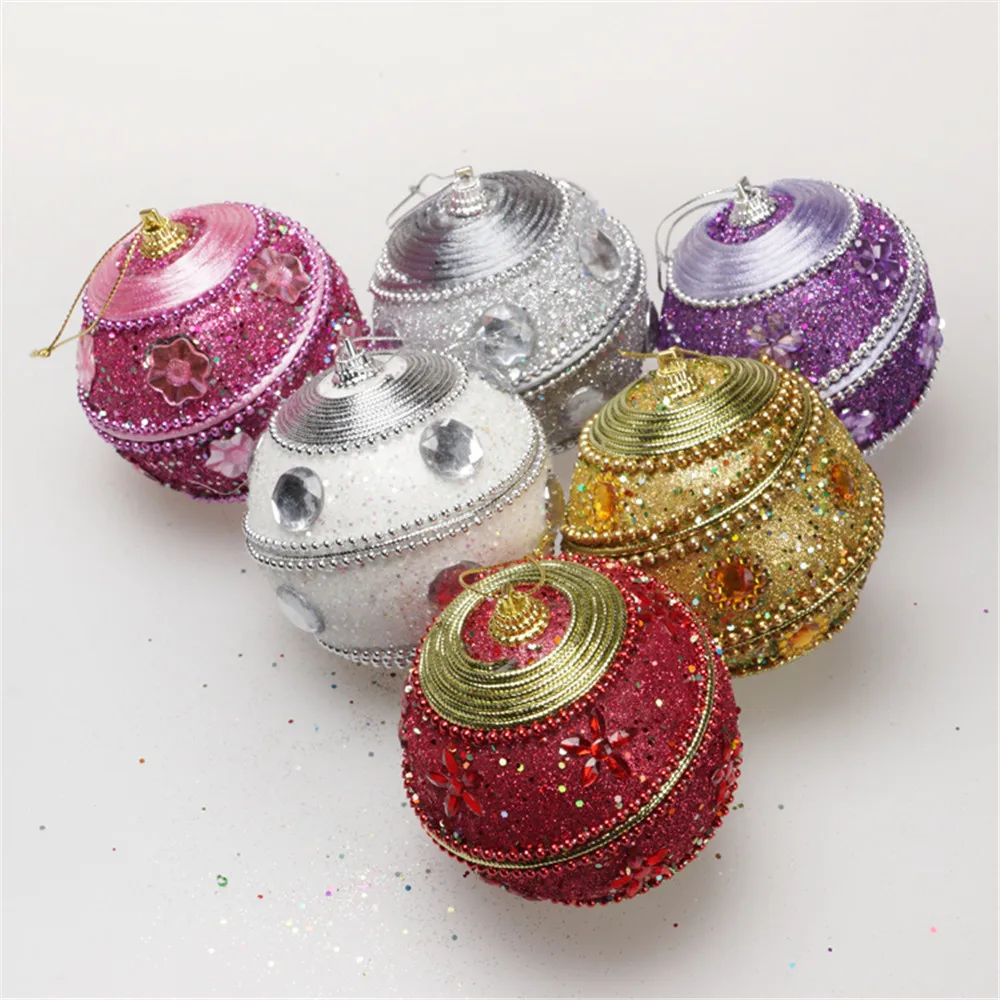 

Christmas Rhinestone Glitter Baubles Balls Xmas Tree Ornament Decoration 8CM Christmas Decorations For Home