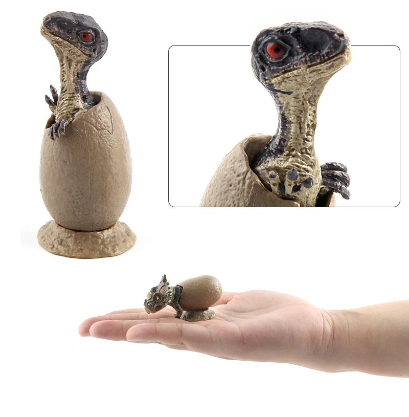Hatched Dinosaur Eggs Tyrannosaurus Rex Horns Dragon Jurassic Park Model Hatching Novelty Toys with Pedestal Kids Fun Gifts PVC _06