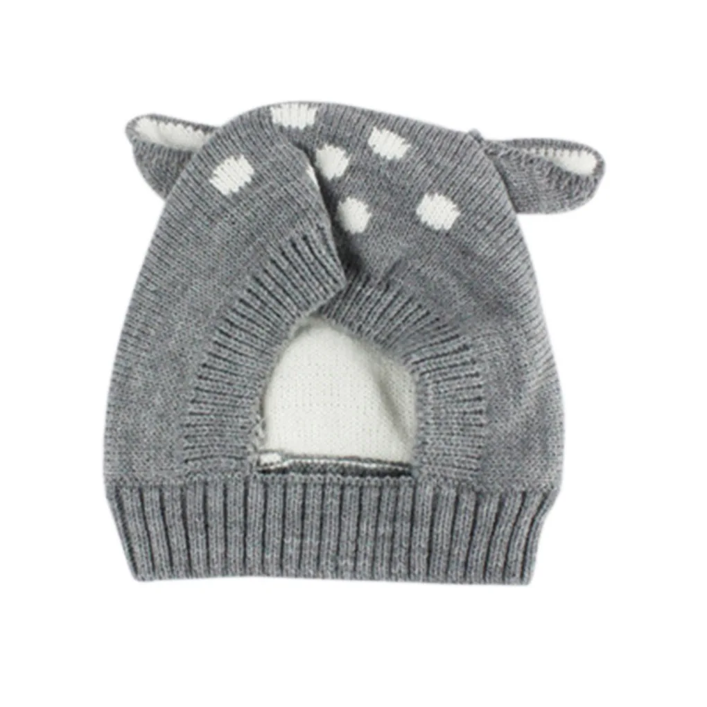 Дети в форме оленя вязать однотонная шляпа Кепка для мальчиков, девочек осень-зима теплая защита для ушей широкий берет-Боб зима теплая