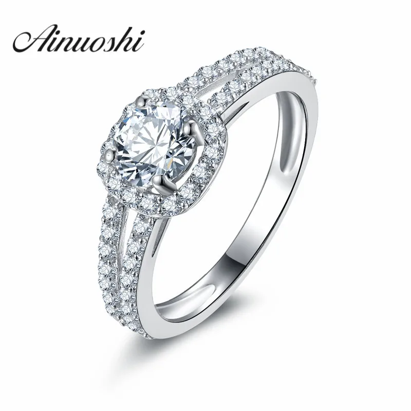 

AINOUSHI SONA Ring Heart and Arrows nscd Simulated Engagement Genuine 925 Sterling Silver Ring Wedding