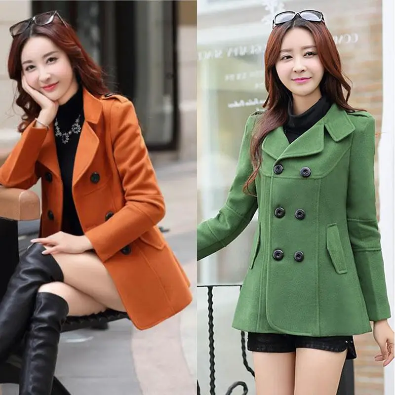 

coats Female 2019 Winter Clothes Short Wool Coat Women Korean Woolen Coat Fashion Double-breasted Cardigan Jacke Elegant Blend