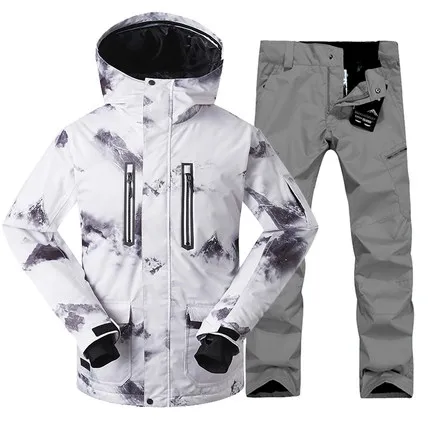 GSOU лыжный костюм Мужская зимняя ветрозащитная Теплая Лыжная куртка лыжные штаны для мужчин размер S-XL - Цвет: Розовый