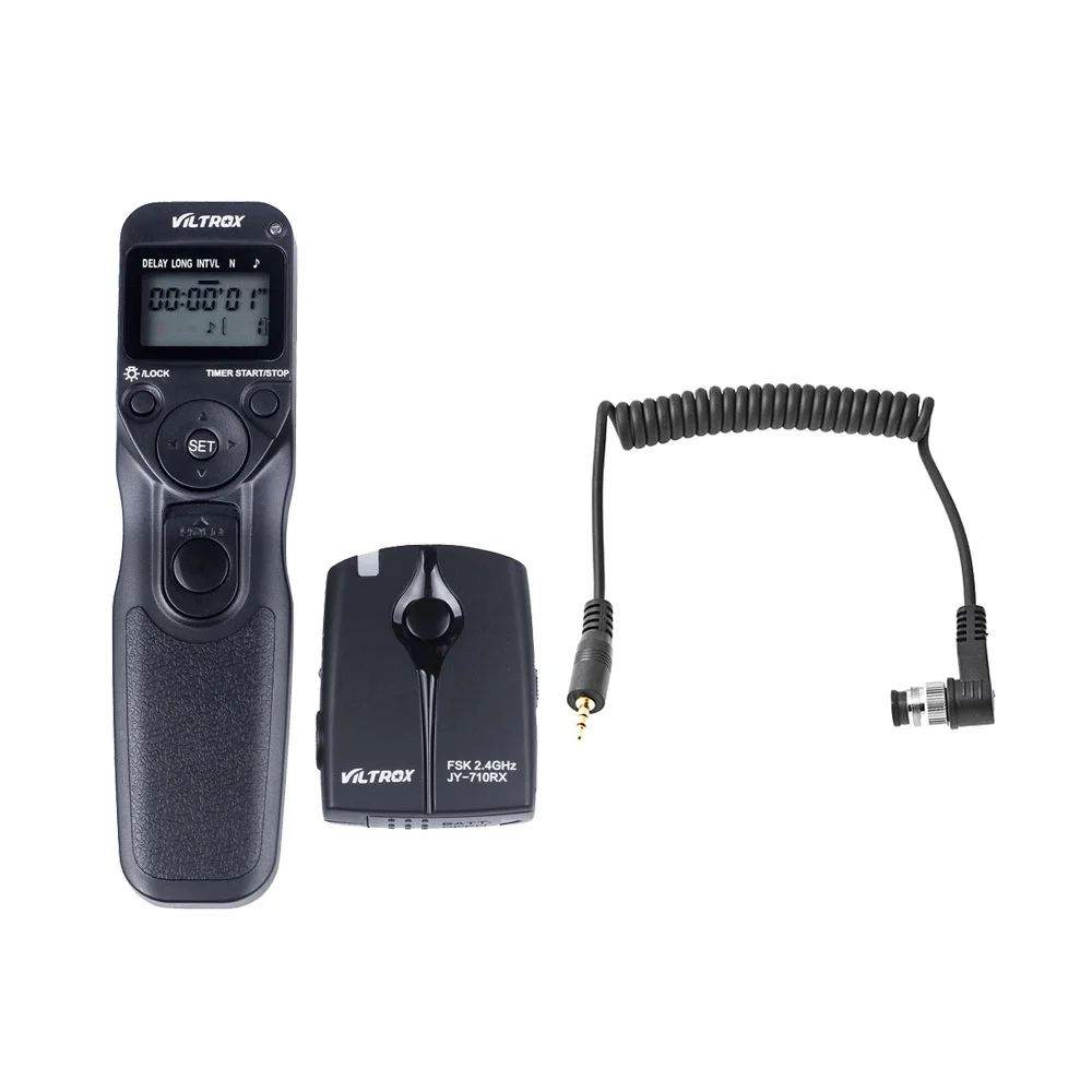 VILTROX JY-710 2.4GHZ FSK Wireless Remote Shutter Controller Set Time Lapse Intervalometer Timer with N1 Cable for Nikon D2H D1h