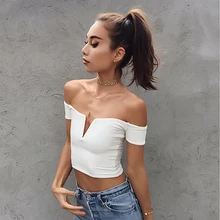 t-shirt women summer vogue Solid color Short sleeves Slash neck crop top tee shirt woman top femme off shoulder t shirt t-shirt women summer vogue Solid color Short sleeves Slash neck crop top tee shirt woman top femme off shoulder t shirt