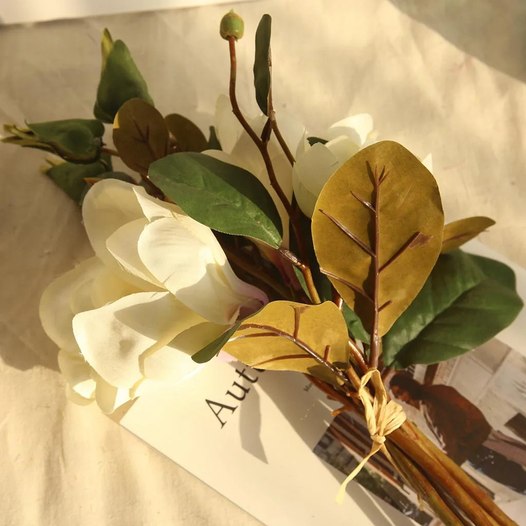 1 шт. искусственные Искусственные цветы украшение дома лист Цветочная Магнолия Свадебный букет вечерние ваза для домашнего декора украшение поддельный цветок