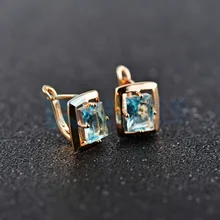 

Wholesale & Retail ! 18K real Gold Plated Blue Topaz CZ Fashion Jewelry Stud Earrings E095