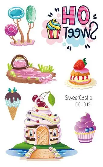 

Waterproof Temporary Tatoo Fake Tattoo Sticker Summer Ice Cream Sweet Castle Tatouage Flash Tatto tattoos For Kids Children Boy