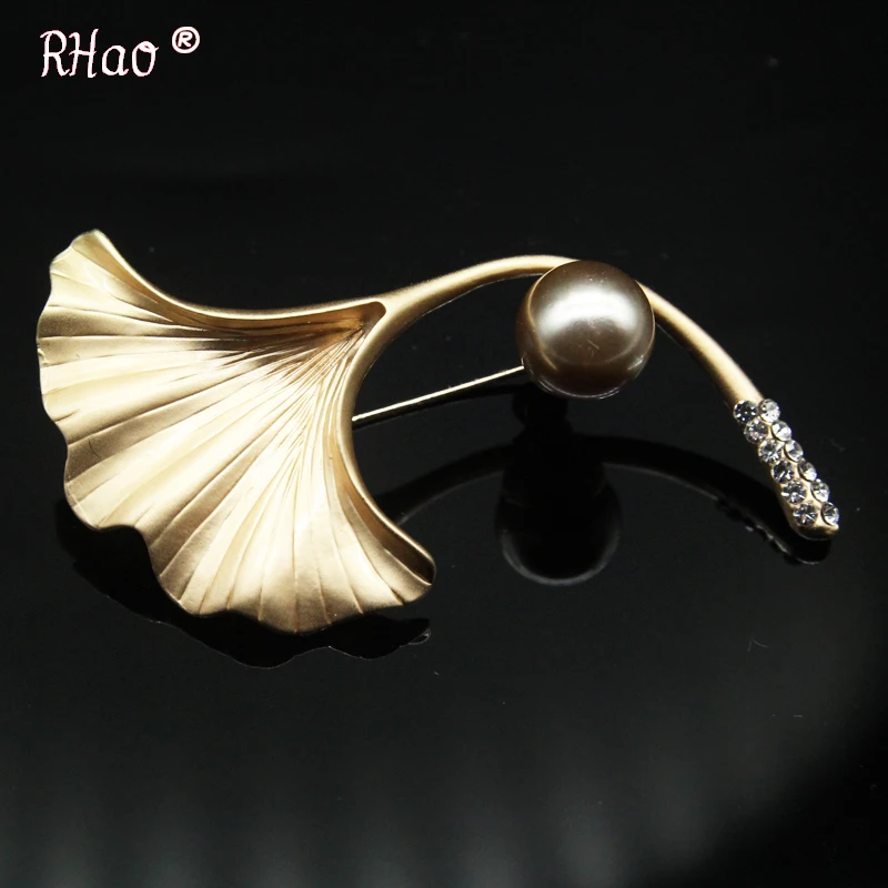 RHao أنيقة الذهب ورقة زهرة دبابيس للنساء الزفاف حزب مجوهرات اكسسوارات وشاح كليب دعوى الصدار اللباس طوق دبابيس