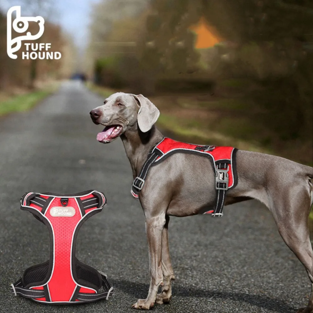

Dog Harness Pet Adjustable No-Pull Reflective Nylon Dog Leash Chest Strap Vest Padded Polyester Mesh Harness for Medium Large Do
