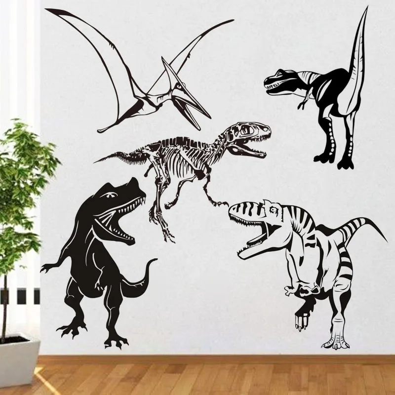 Наклейка на стену «динозавр» динозавр Скелет дикие животные Fossil Фреска дизайн комнаты узор мальчик спальня детские комнаты животные съемные наклейки
