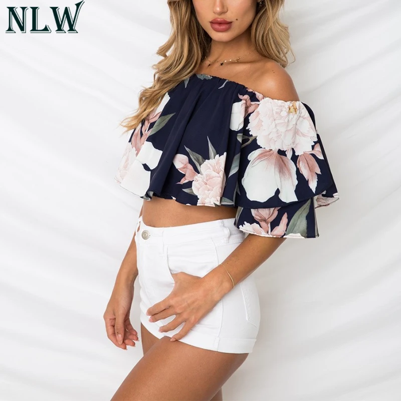 NLW Bohemian Off Shoulder Chiffon Blouse Shirt 2018 Women Elegant ...