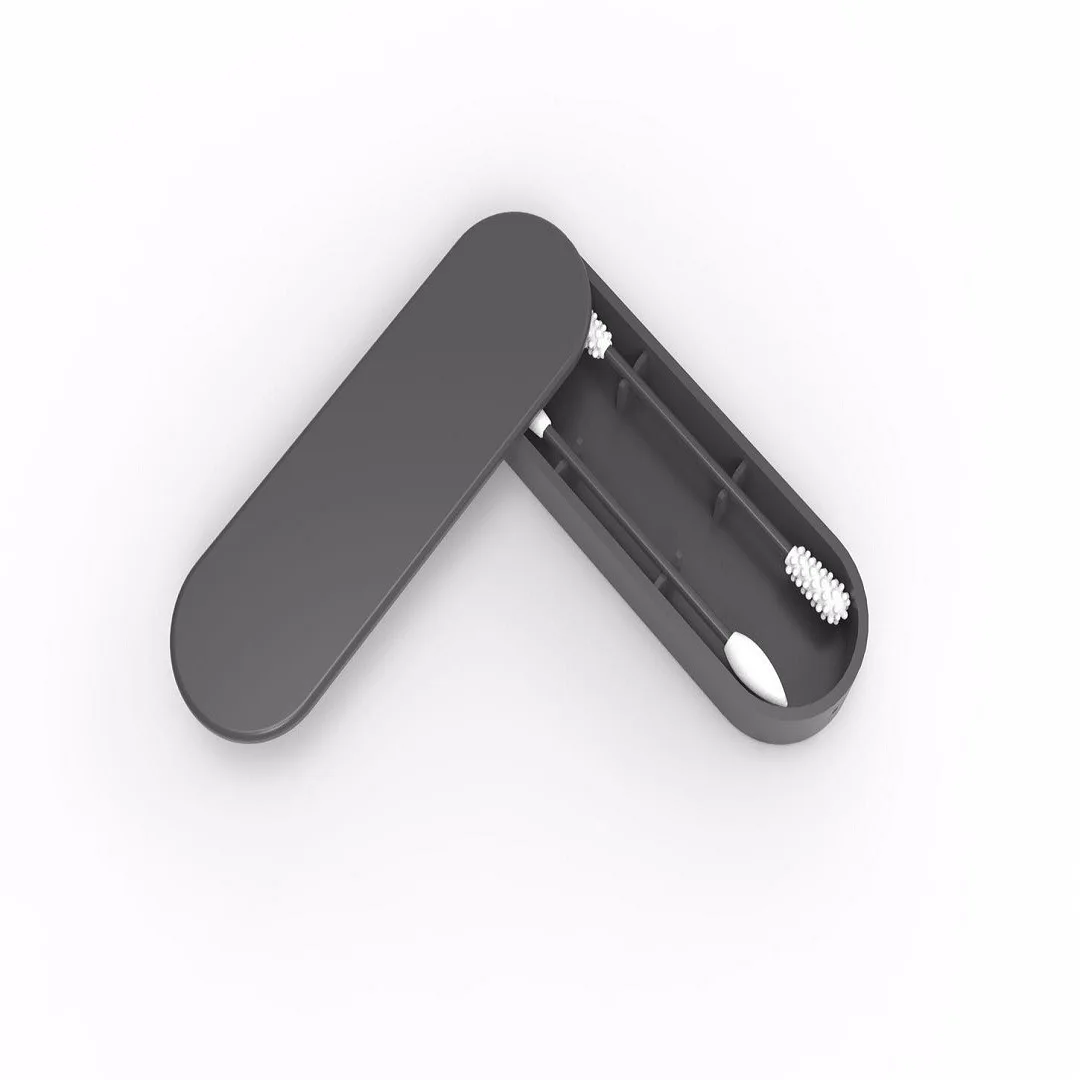 Многоразовые двухсторонние ватные тампоны для чистки ушей Косметические Силиконовые тампоны для чистки макияжа подкачки микро-щетка бутон тампон на палочке - Цвет: Big-Black