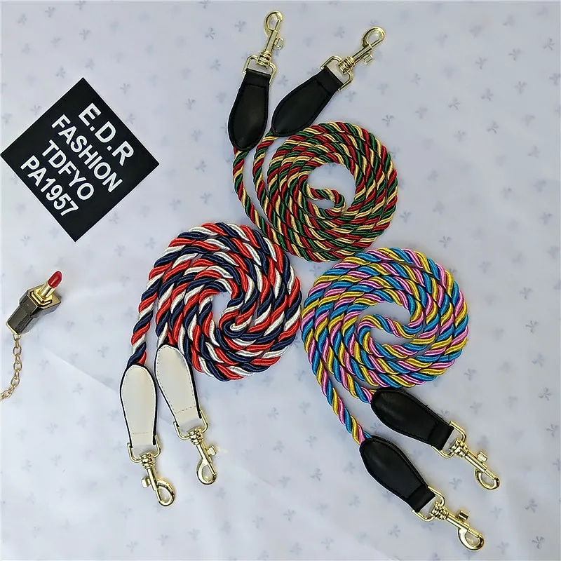 

120CM Colorful Shoulder Strap Gold Metal Hook Rope String Woven Bag Strap Long Shoulder Belts Belts DIY Bag Accessories Parts