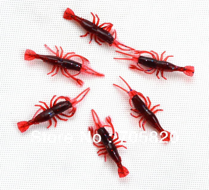 Lifelike Soft shrimp fishing lures,4cm/1.2g,Soft fishing baits,50pcs/lot,Free shippinglot of
