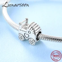 Сказка 925 пробы серебро Изысканная симпатичная детская коляска аксессуары Бусины Подходят Pandora браслет ювелирных изделий