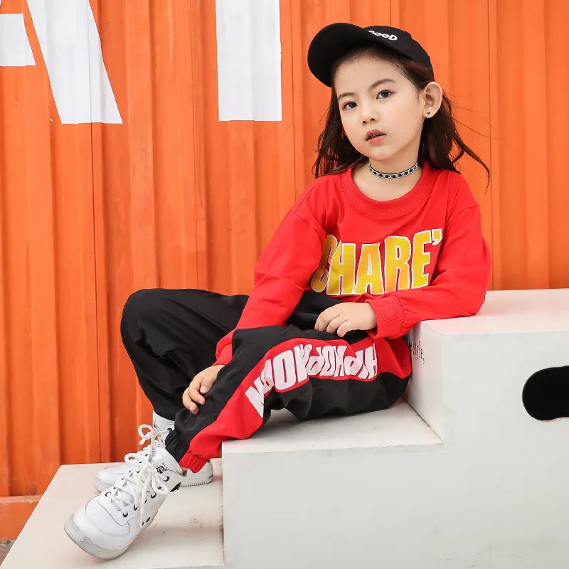 

Long Sleeve Modern Dance Clothes Child Dance Jazz Outfits Performance Wear Hip Hop Dance Costumes Ballroom Dancing Streetwear