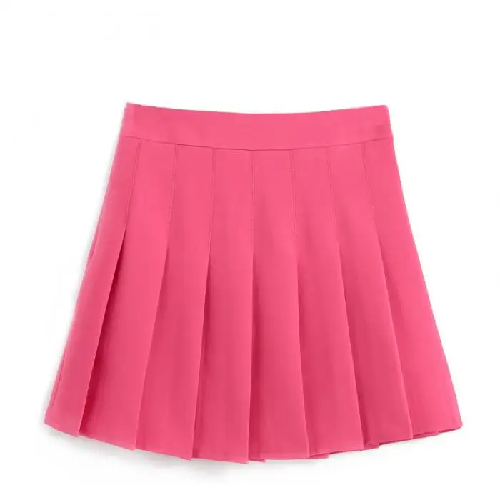 Женская мини-юбка, однотонная, тонкая, высокая талия, на молнии, безопасная, Классическая, для девушек, в теннисном стиле, европейская, плиссированная юбка