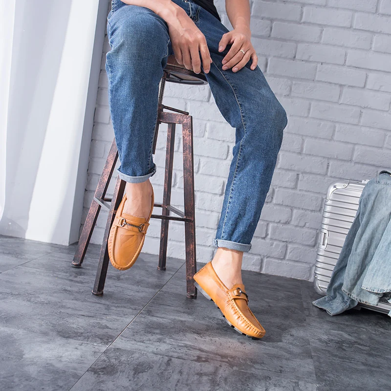 Casual Conduite Luxe De Chaussures orange Black blue Cuir Mocassins Respirant Formelles Italien Véritable Marque Designer Hommes En Jkpudun wqIFRF